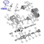 Preview: Schaltführungs Set für Schalthabel am NP228, NP229, NP231 und NP242 Verteilergetriebe. Jeep SJ / J Serie / Cherokee XJ / Wrangler YJ / TJ / Grand Cherokee ZJ / ZG / WJ / WG (1982-2007), Explosionszeicnung die die Führungen am Getriebe zeigt.