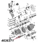 Preview: Vorgelegewelle AX15 Schaltgetriebe Jeep Cherokee XJ / Wrangler YJ / TJ / Grand Cherokee ZJ (88-99), Explosionszeichnung die mit roten Pfeilen die Position der Welle am Schaltgetriebe zeigt.