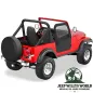 Preview: Upper Half Fabric Doors for Element Doors Soft Top Black Denim with clear Windows Jeep CJ7, Wrangler YJ (80-95). mounted.