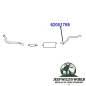 Preview: Auspuffgummi, Halter für das Endrohr vorne, alle Motoren. Jeep Cherokee XJ / Comanche MJ (1984-2001), technische Zeichnung die die Position des Gummis am Auspuff zeigt.