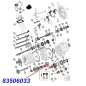 Preview: Shift Fork for third (3rd) and fourth (4th) Gear AX15 Transmission. Jeep Cherokee XJ / Wrangler YJ / TJ / Grand Cherokee ZJ (1987-1999), exploded drawing highlighting the position of Fork on Transmission with red arrow.