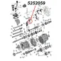 Preview: Schaltgabel 5. Gang AX15 Schaltgetriebe Jeep XJ Wrangler YJ TJ Grand Cherokee ZJ (87-99), Explosionszeichnung, die mit rotem Pfeil die Position der Schaltgabel am Schaltgetriebezeigt.