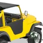 Preview: Halbtüren Verdeckmaterial Bestop Black Crush (Kunstleder, strukturiert) mit Türgriffen Jeep CJ5 (76-83). montiert mit passendem Bikini Top, Nahaufnaufnahme.