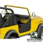 Preview: Lower Half Fabric Half Doors Bestop Soft Top Black Crush with Paddle-Style Door Handle Jeep CJ7 (76-80), mounted, Close-up.