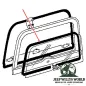 Preview: Hardtop Heckscheiben Glas Dichtung Jeep CJ7, CJ8, 76-86, Technische Zeichnung mit rotem Pfeil zur lokalisierung am Hardtop..