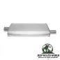 Preview: Endschalldämpfer (aluminisiert) mit 2,25" (57,15 mm) Rohreingang, 2" (50,80 mm) Rohrausgang für 4,0L und 5,2L Benzin Motor. Jeep Grand Cherokee ZJ / ZG (1992-1998), Seitenansicht mit Eingang auf der linken Bildseite.