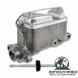 Preview: Hauptbremszylinder 10" Trommelbremse Jeep CJ5 CJ7 78-86 mit Bremskraftverstärker, seitlich / frontal, Anschluss zu erkennen.