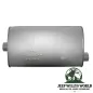 Preview: Muffler with 2.25" (57,15 mm) for 2.5L 4 Cylinder and 4.0L 6 Cylinder engine. Jeep Cherokee XJ (1986-2000), topside view with Inlet on left side of picture.