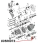 Preview: Hinteres Lager der hauptwelle für AX15 Schaltgetriebe. Jeep Cherokee XJ / Wrangler YJ / TJ / Grand Cherokee ZJ (1987-1999), Explosionszeichnung die mit rotem Pfeil die Position des Lagers am Schaltgetriebe zeigt.