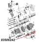 Preview: Zahnrad Keilwellenrad fünfter (5.) Gang für AX15 Schaltgetriebe. Jeep Cherokee XJ / Wrangler YJ / TJ / Grand Cherokee ZJ / Comanche MJ (1987-1999), Explosionszeichnung die mit rotem Pfeil die Position des Keilwellenrads am Schaltgetriebe zeigt.