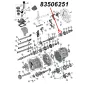 Preview: Schaltstein für den dritten (3.) und vierten (4.) Gang am AX15 Schaltgetriebe. Jeep Cherokee XJ / Wrangler YJ / TJ / Grand Cherokee ZJ / Comanche MJ (1987-1999), Explosionszeichnung die mit rotem Pfeil die Position des Schaltsteins am Getriebe zeigt.