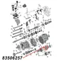 Preview: Synchronkörper Schiebemuffe für fünften (5.) Gang für AX15 Schaltgetriebe. Jeep Cherokee XJ / Wrangler YJ / TJ / Grand Cherokee ZJ / Comanche MJ (1987-1999), Explosionszeichnung die mit rotem Pfeil den Synchronkörper am Schaltgetriebe zeig