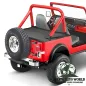 Preview: Duster Deck Cover Heckabdeckung Black Denim Jeep CJ7, Wrangler YJ (80-91), hervorgehoben auf ausgegrautem Jeep ohne Top.