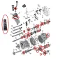 Preview: Master Reparatur Kit für AX15 Schaltgetriebe. Lager, Dichtungen, Simmerringe, Synchronringe, RTV Dichtmasse & Kleinteile Set. Jeep Cherokee XJ / Wrangler YJ / TJ / Grand Cherokee ZJ (1988-1999), Explosionszeichnung die mit roten Pfeilen alle Teile