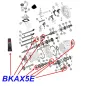 Preview: Lager und Simmerring Set für AX15 Schaltgetriebe. Jeep Cherokee XJ / Wrangler YJ (1984-05.11.1988), Explosionszeichnung die mit rotem Pfeil die Position der Set-Bestandteile am Schaltgetriebe zeigt.
