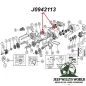Preview: Lager Hauptwelle Ausgang Dana 20 Verteilergetriebe Jeep CJ5 / CJ6 / CJ7 (72-79), Technische Zeichnung mit roten Pfeilen zur Position des Simmerrings am vordern und hinteren Verteilergetriebes...