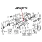 Preview: O-Ring für Zwischenwellen Schaft Simmerring Dana 20, 300 Verteilergetriebe Jeep SJ J Serie, C101, C104 Commando, CJ (46-86), Explosionszeichnung die mit einem roten Pfeil die Position des O-Rings am Verteilergetirbe zeigt.