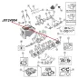 Preview: Synchronizer Plate 1st and Reverse Gear T150 Transmission Jeep CJ (76-79), exploded drawing highlighting the location of Shift Plate on Transmission with a red arrow.