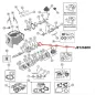 Preview: Sicherungsmutter Hauptwelle T14 T15 T18 T86 T90 T98 T150 Schaltgetriebe Jeep CJ / SJ / Willys (46-84), Explosionszeichnung die mit rotem Pfeil die Position der Sicherungsmutter am Schaltegtriebe zeigt.