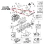 Preview: Cluster Gear Washer SR4 T150 Transmission Jeep CJ (76-81), exploded drawing of Transmission highlighting the position of Washer with red arrow.