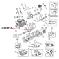 Preview: Bearing Adapter Rear Main Shaft T150 Transmission Jeep CJ (76-79), exploded drawing highlighting the position of Bearing Adapter on Transmission with a red arrow.