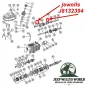 Preview: Lagerrolle für Vorgelegewelle Lager T176 T177 Schaltgetriebe Jeep CJ / SJ (80-86), Explosionszeichnung, die mit rotem Pfeil die Position der Druckscheibe am Schaltgetriebe zeigt.