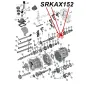 Preview: Synchronring Feder und Spannring Set 3. & 4. Gang AX15 Schaltgetriebe Jeep XJ / YJ / TJ / ZJ  (87-99), Explosionszeichnung die mit roten Pfeilen die Setbestandteile am Schaltgetriebe zeigt.