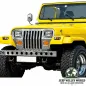 Preview: RT Off-Road Radiator Grille Overlay Stainless Steel + Headlight Covers Jeep Wrangler YJ (1987-1995)