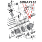 Preview: Synchronring Feder und Spannring Set 3. & 4. Gang AX15 Schaltgetriebe Jeep XJ / YJ / TJ / ZJ  (87-99), Explosionszeichnung die mit roten Pfeilen die Setbestandteile am Schaltgetriebe zeigt.