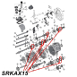 Preview: Synchronizer Ring Kit AX15 Transmission Jeep Cherokee XJ / Wrangler YJ (88-92), exploded drawing highlighting the location of all Rings on Transmission with red arrows.