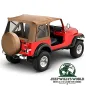 Preview: Bestop Soft Supertop mit klaren Scheiben, Tan Denim (braunes Vinyl) für Jeep CJ7, Wrangler YJ (1976-1995) am Fahrzeug.