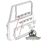 Preview: Technische Zeichnung von Dichhtungen, 4-teiliges Abstreifer Set außen & innen, am Fahrzeug. Jeep CJ, Wrangler YJ 76-95.