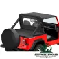 Preview: Bestop Windjammer Black Denim, Vinyl Jeep CJ5 CJ7 CJ8, Wrangler YJ (80-95) montiert mit Bikini Top & Duster Heckabdeckung.