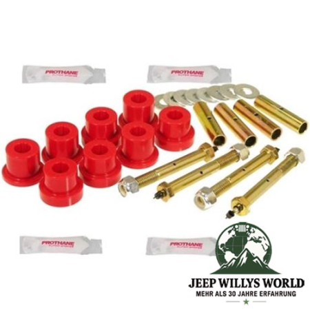 Leaf Spring Bushing Set, Frame Side Greasable Front or Rear PU Red Jeep CJ 76-86
