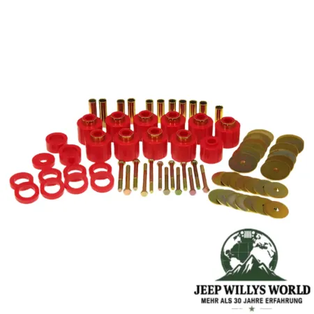 Prothane Karosserieauflagegummi & 1" Body Lift Kit (Höherlegung), Polyurethan rot. Jeep CJ5 CJ7 (1980-1986)
