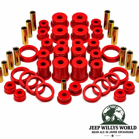 Fahrwerkbuchsen Satz Federnbuchsen Set Polyurethan rot Jeep Cherokee XJ (1984-2001)