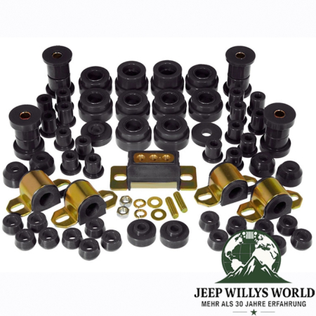 Body and Suspension Bushing Complete Set incl. Transmission Mount PU Black Jeep CJ 80-86