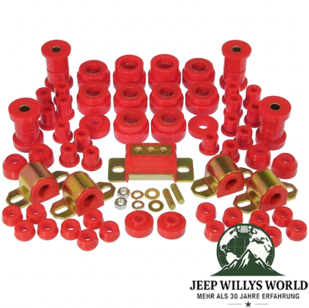 Karosseriebuchsen Fahrwerkbuchsen Komplett Set inkl. Getriebegummi PU rot Jeep CJ 80-86