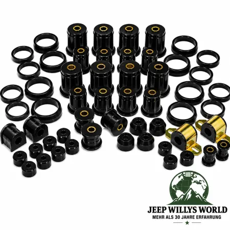 Prothane Suspension Panhard, Trailing Arm, Stabilizer, Tie Rod End Protective Caps Bushings Set PU Black Jeep Grand Cherokee ZJ ZG (1992-1998)