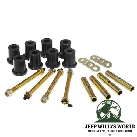 Blattfederbuchsen Set Federgehänge abschmierbar hinten PU schwarz Jeep CJ 76-86