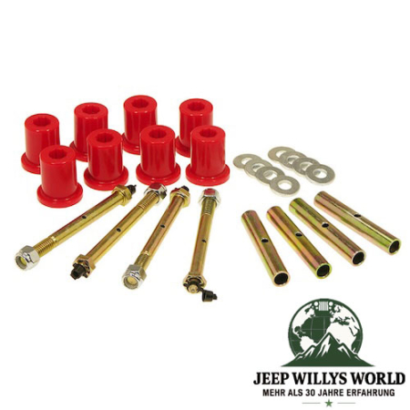 Blattfederbuchsen Set Federgehänge abschmierbar hinten PU rot Jeep CJ 76-86