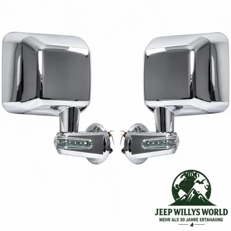 Rugged Ridge Außenspiegel Set chrom rechts und links mit LED-Blinker. Jeep Wrangler JK (07-18)