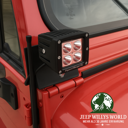 Headlights LED Set incl. Bracket on Windshield Frame Jeep CJ Wrangler 76-95