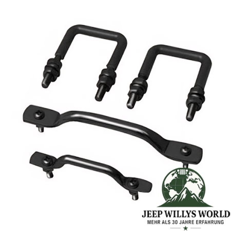 Motorhauben Auflagebügel Set schwarz für CJ + Wrangler YJ 55-95