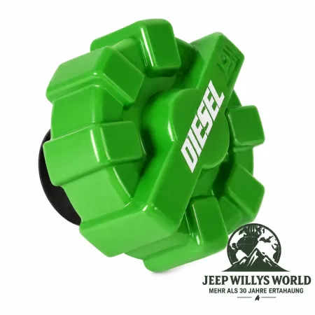 Rugged Ridge Tankdeckel Elite Serie Aluminium Grün Schriftzug Diesel Jeep Wrangler , Gladiator (07-25)