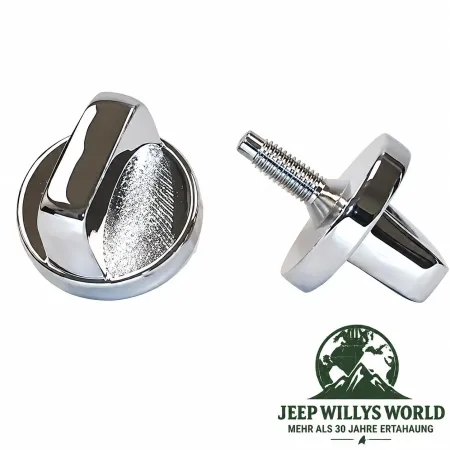 OMIX-Ada Windschutzscheibenrahmen Scheibenrahmenknöpfe innen verchromt rechts + links Jeep CJ5 CJ7 CJ8 / Wrangler YJ (1972-1995)