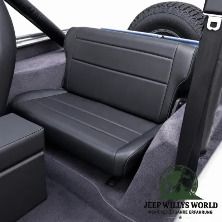 Rugged Ridge Rücksitzbank klappbar Schwarz Crush Kunstleder Jeep CJ5 CJ7 CJ8 / Wrangler YJ (1976-1995)
