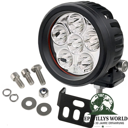 LED Headlamp round Ø 8,9cm 18 Watt with E-mark