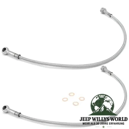 OMIX-Ada Bremsschläuche Flexschlauch Paar vorne Edelstahl 4" - 100mm Jeep CJ5 CJ7 CJ8 (1976-1981)