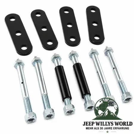 Rugged Ridge Blattfeder Federschäkel Paar verstärkt hinten rechts und links +1" - 25mm ohne Buchsen Jeep CJ5 CJ7 CJ8 (76-86)